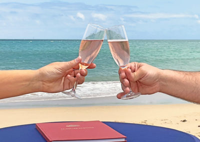 Same sex couples and international couples are welcomed by strawberry umbrella marriage celebrants