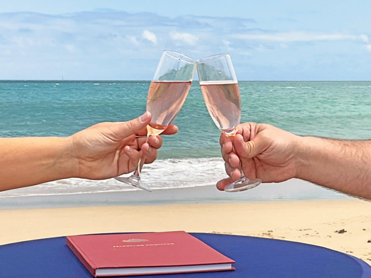Same sex couples and international couples are welcomed by strawberry umbrella marriage celebrants